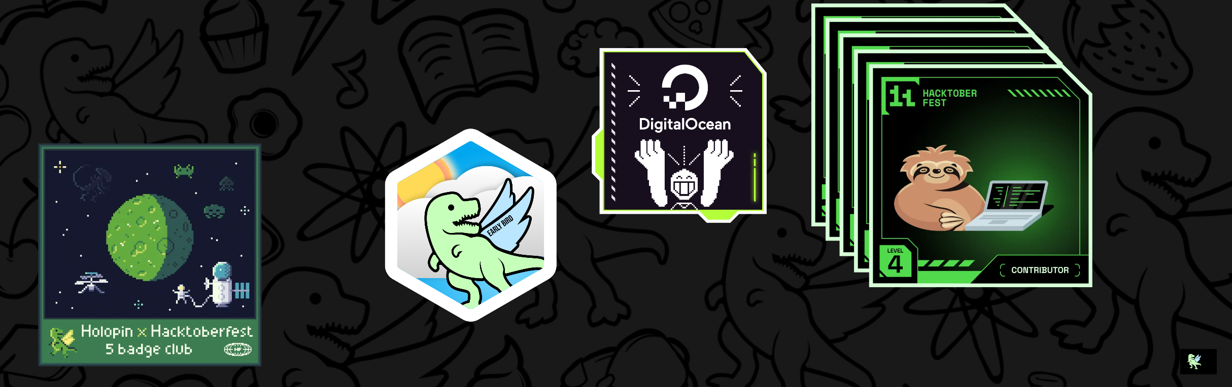 An image of @mininxd's Holopin badges, which is a link to view their full Holopin profile