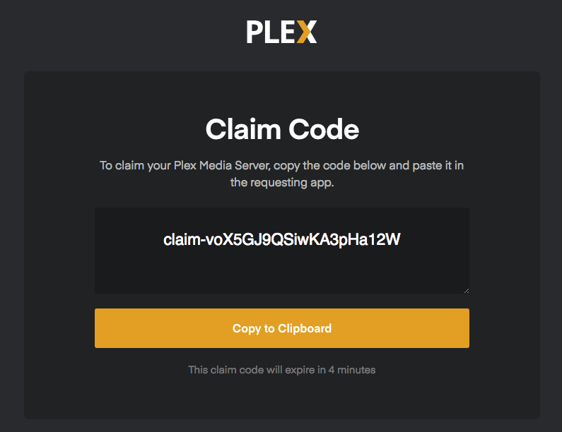 Plex Claim Token
