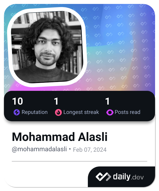 Mohammad Alasli's Dev Card