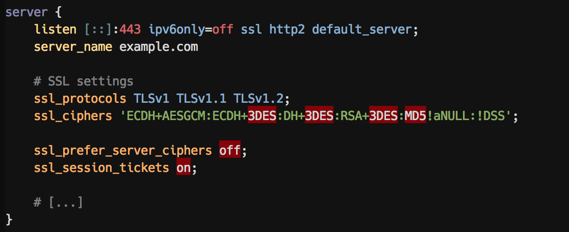 nginx server block with SSL configuration