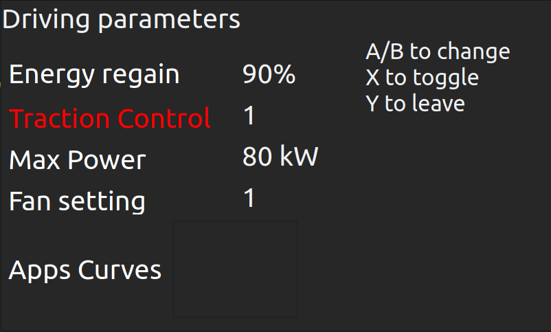 Driving parameters selection