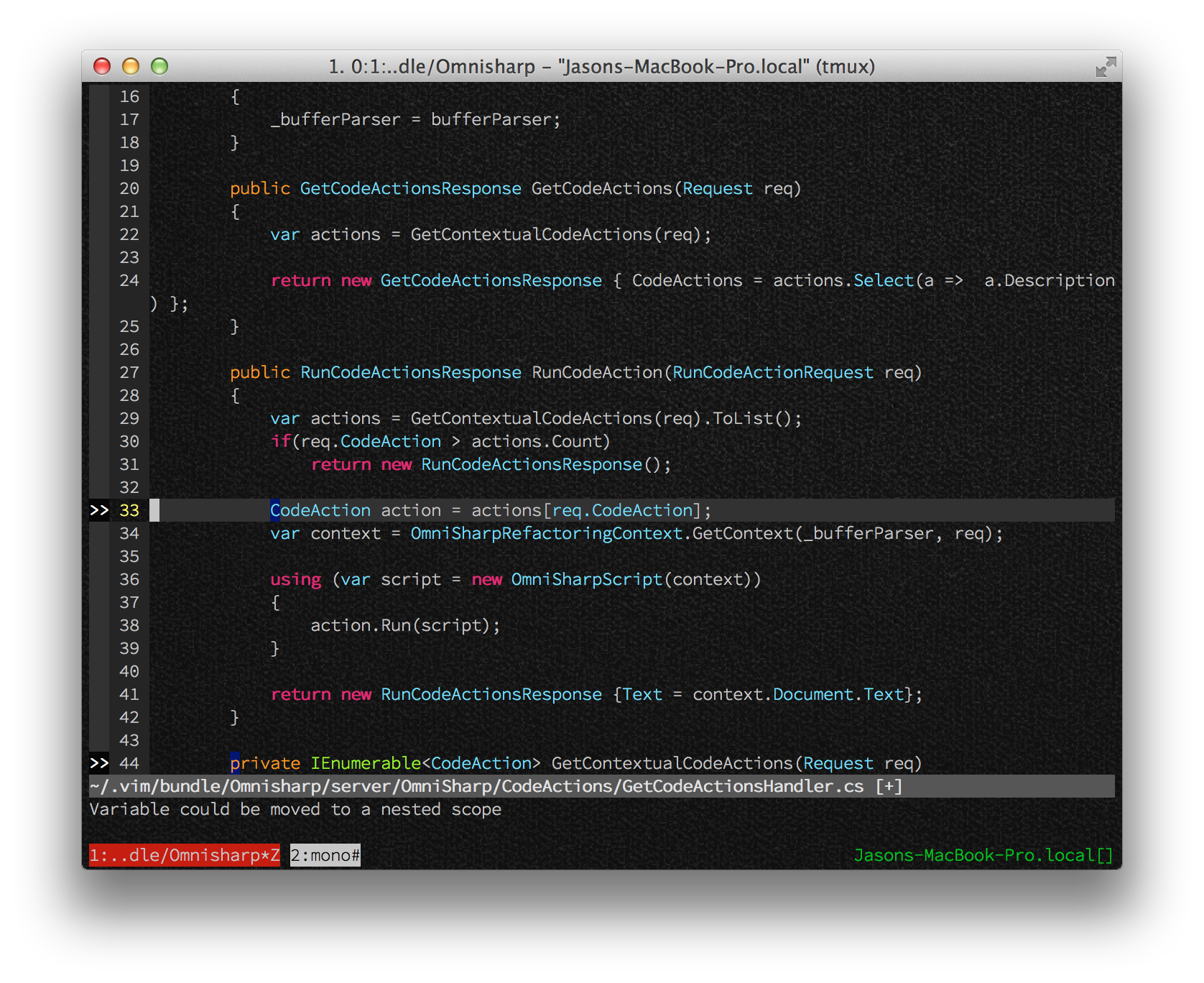 Code issues screenshot