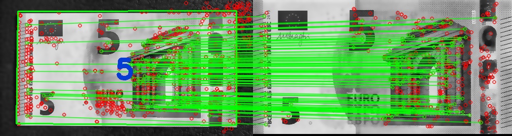 Fig. 1 - Detection of a banknote in an ideal perspective view