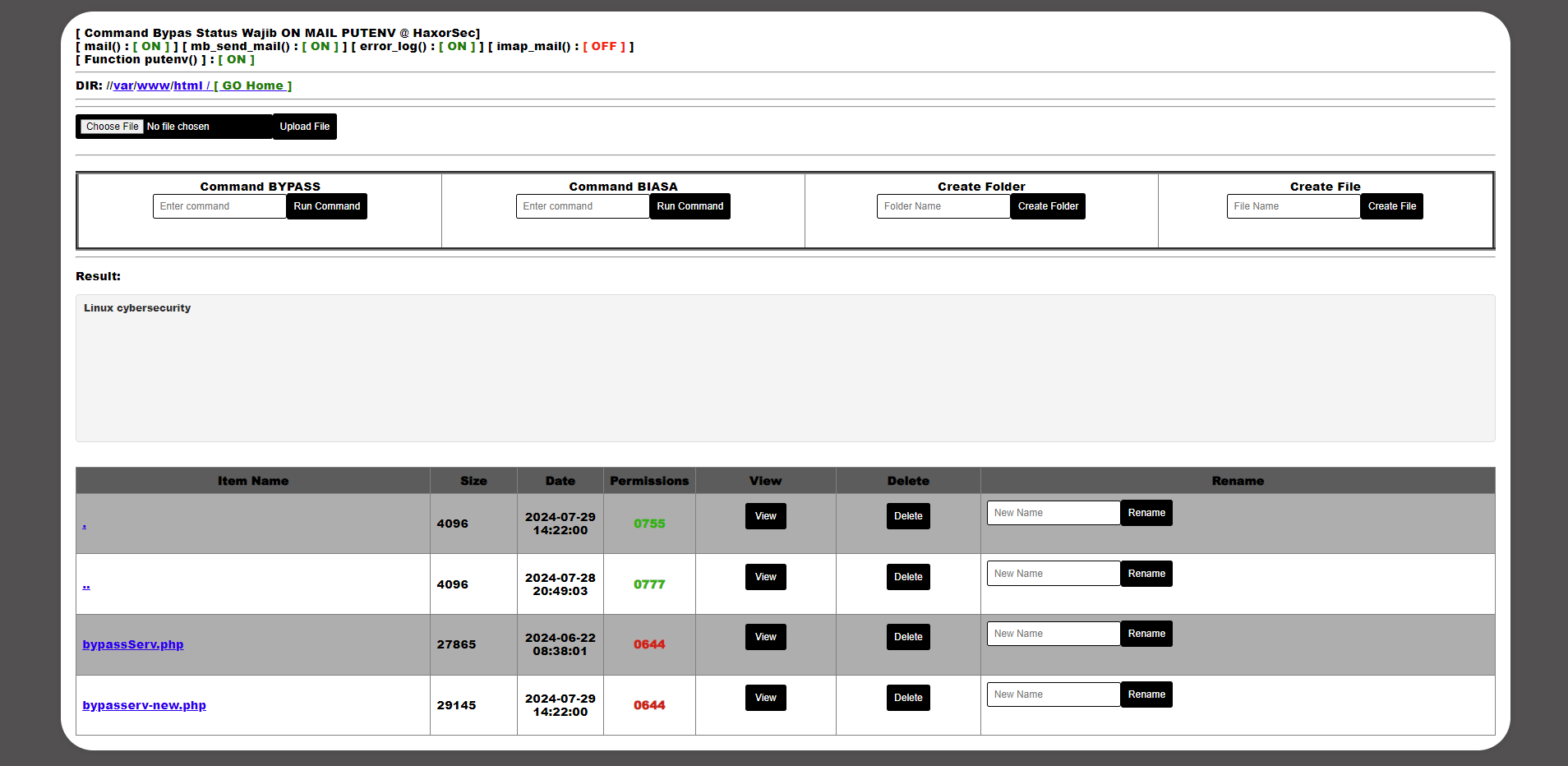 BypassServ Mini Shell Screenshot