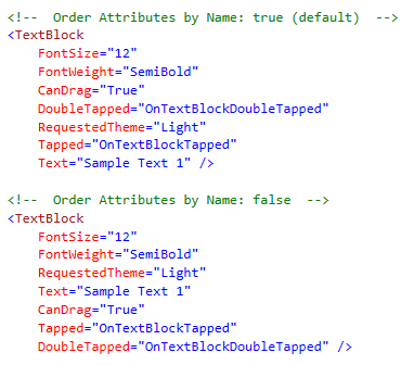 Order Attributes by Name Example