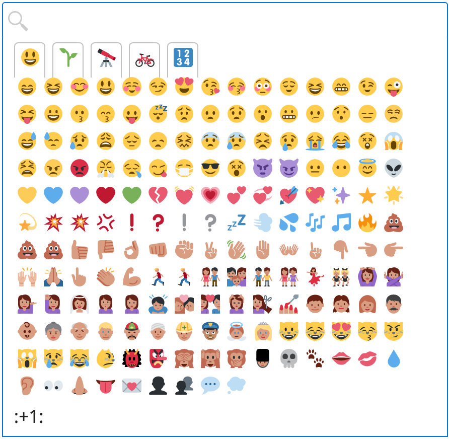 emoji picker palette, with search bar