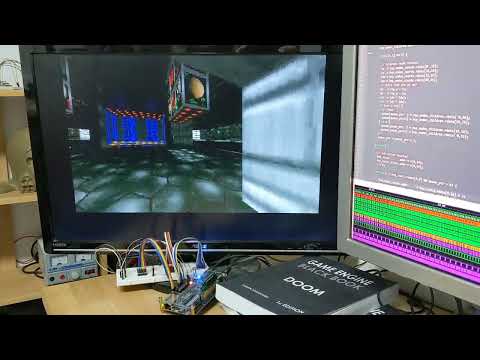 A video recording of the DooM-chip in action, rendering E1M1