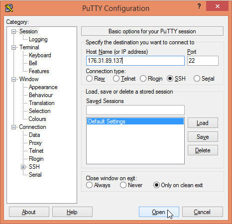 putty settings