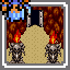 Two torches made of giant skulls flank an open door in a cave wall