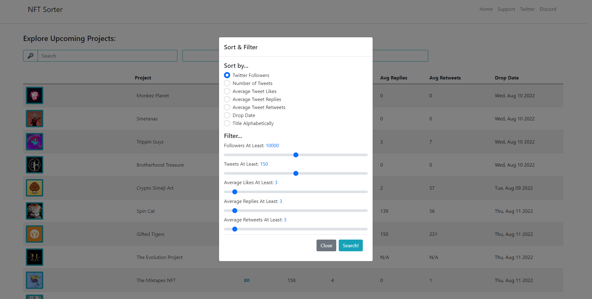 NFT Sorter Screen Shot