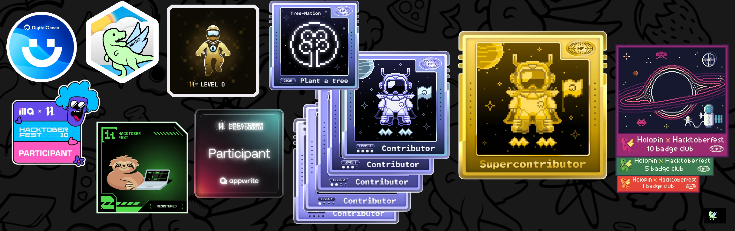 An image of @swayamtakkamore's Holopin badges, which is a link to view their full Holopin profile