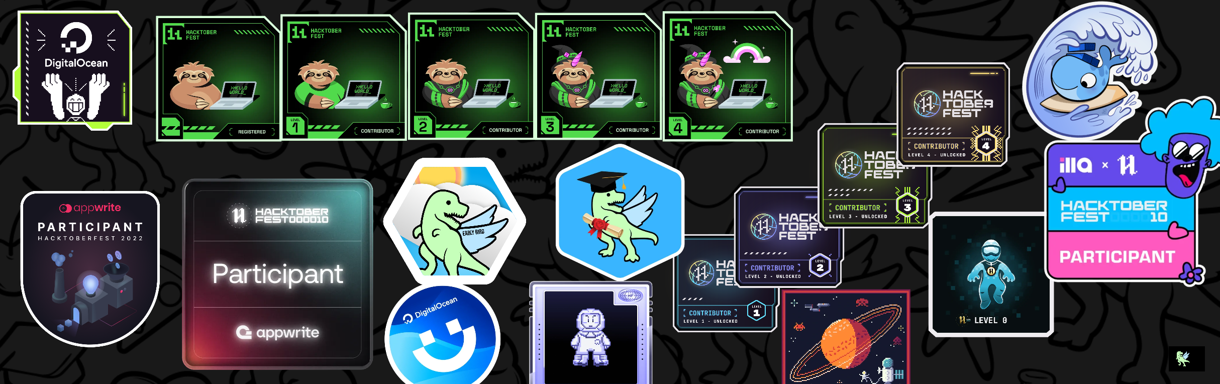 An image of @kevinalfito's Holopin badges, which is a link to view their full Holopin profile