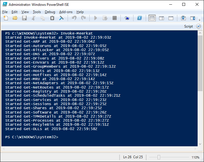 Output of Command "Invoke-Meerkat"