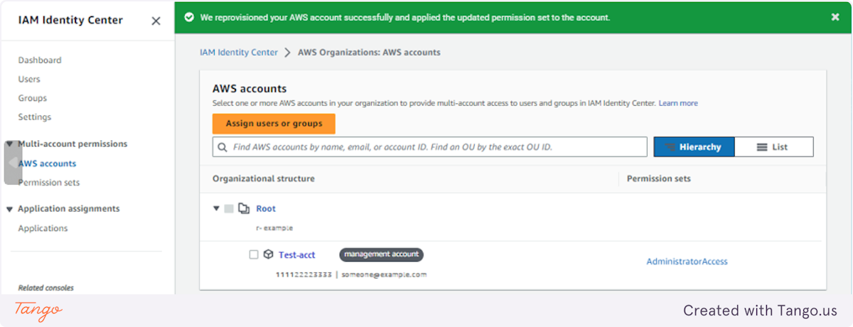 Congratulations! Your user can now log in to the AWS access portal and access resources within your AWS account.