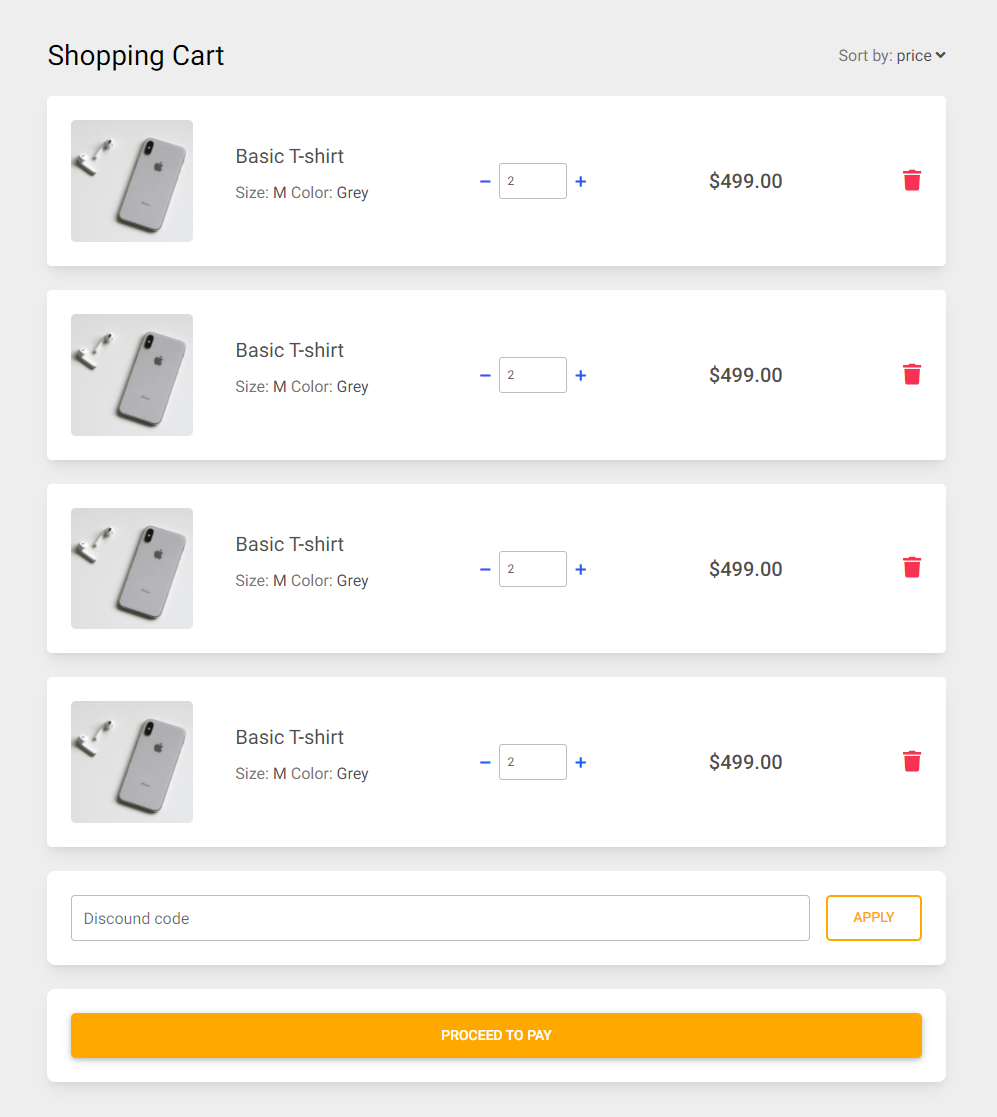 React Bootstrap 5 Shopping Carts