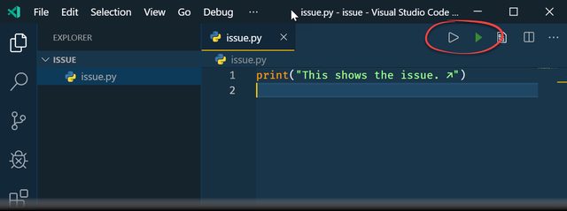 Screenshot of the VSCode window with two run code buttons