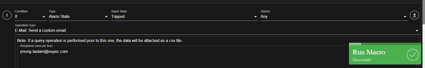 A macro script ran successfully