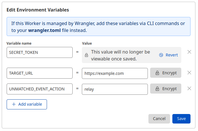 Worker variables edition form preview