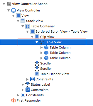 table in the view hierarchy