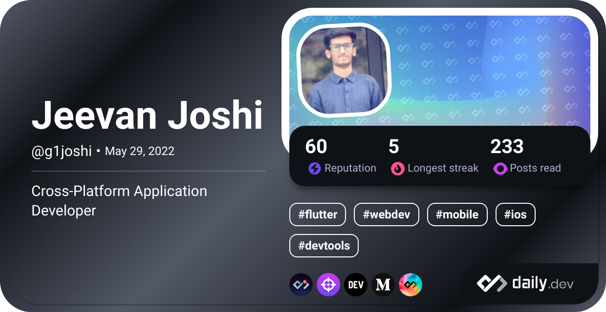 Jeevan Joshi's Dev Card