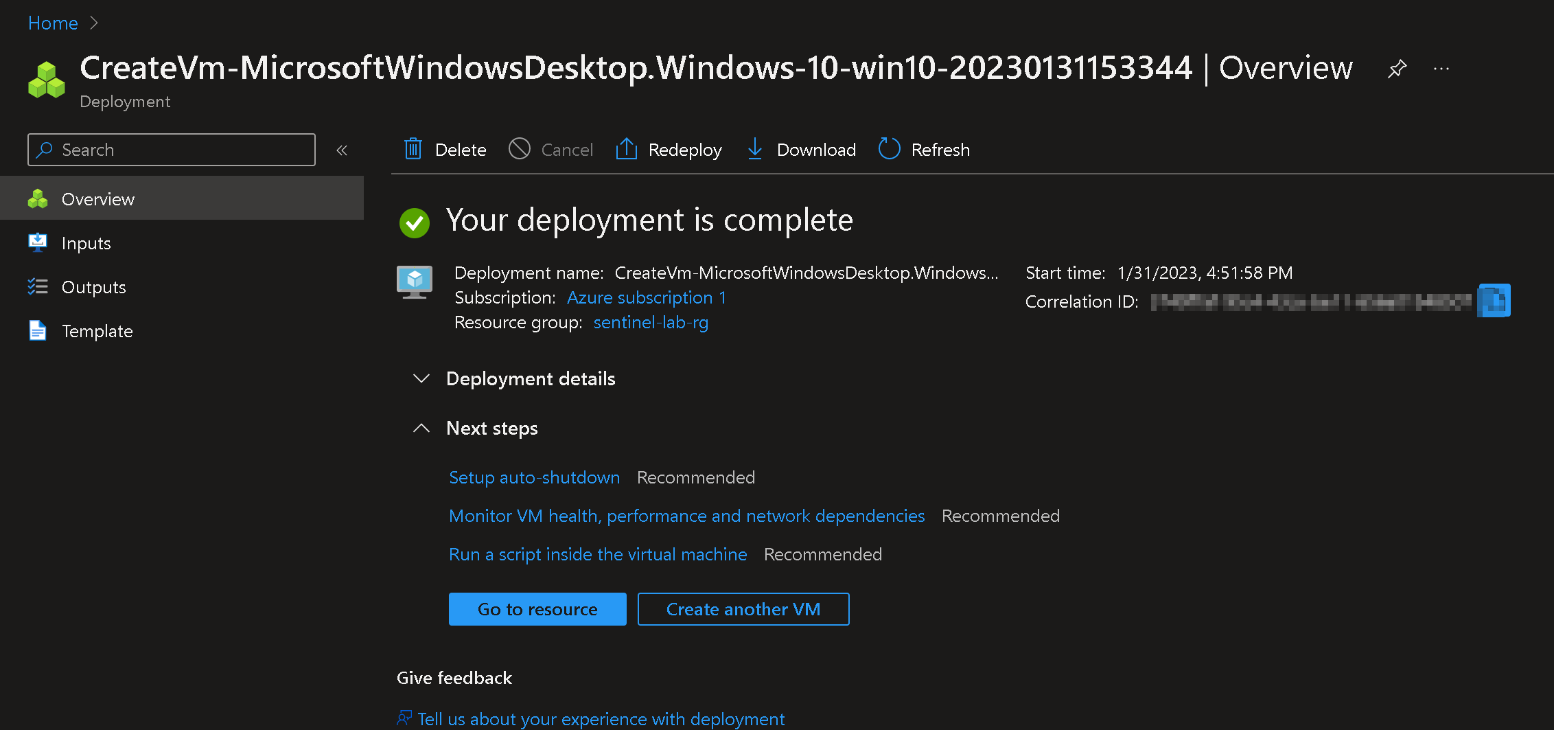 Deployment of VM