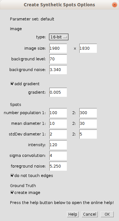 parameter dialog