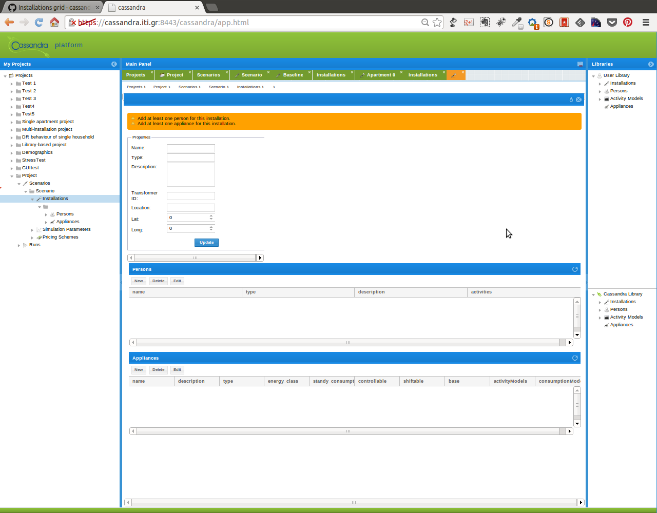 Installation form