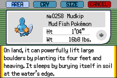 Screenshot of Pokédex page where mon is captured, units are imperial, and seperator is b