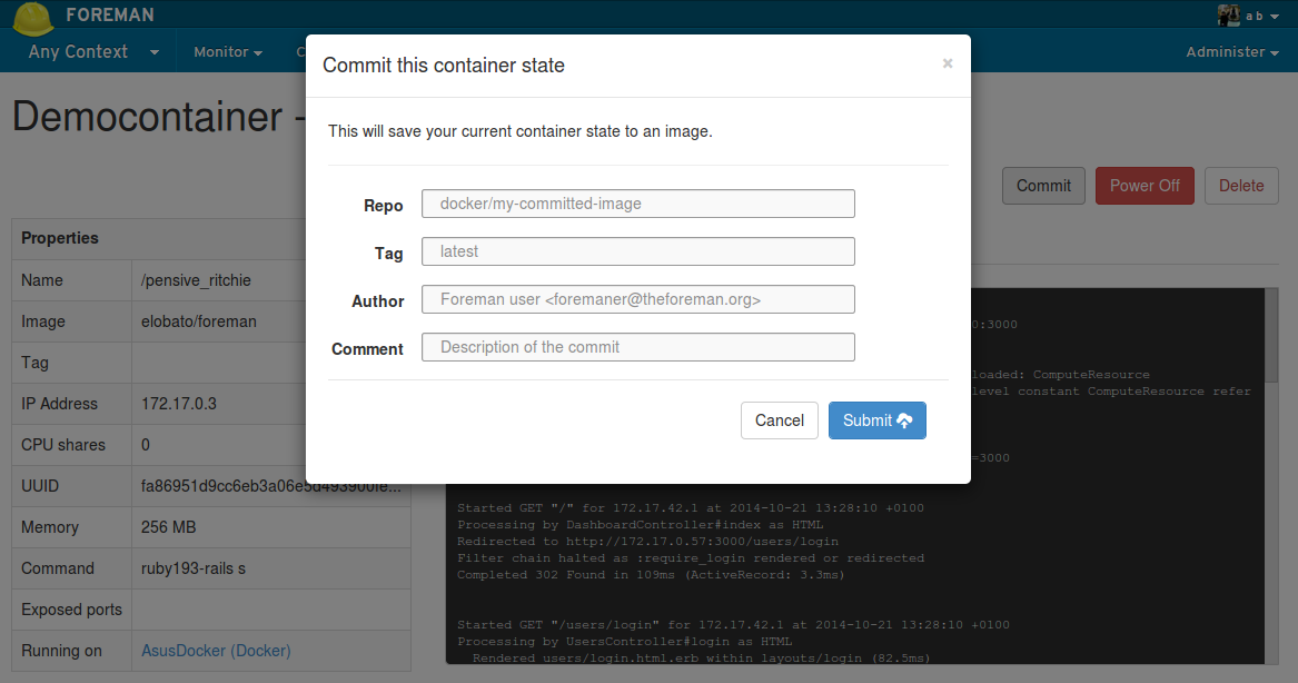 Commit and upload to the docker hub