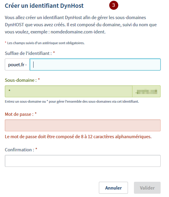 Dynhost Ovh, création des accès