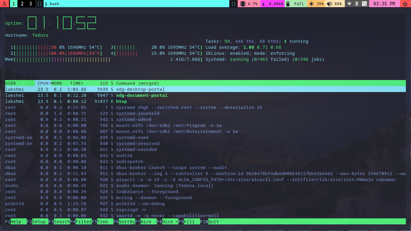 Screenshot of terminal