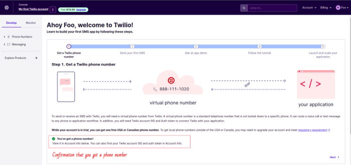 Twillio Virtual number