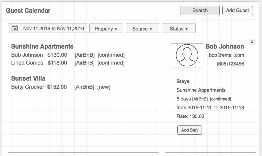 Guest Profile Wireframe