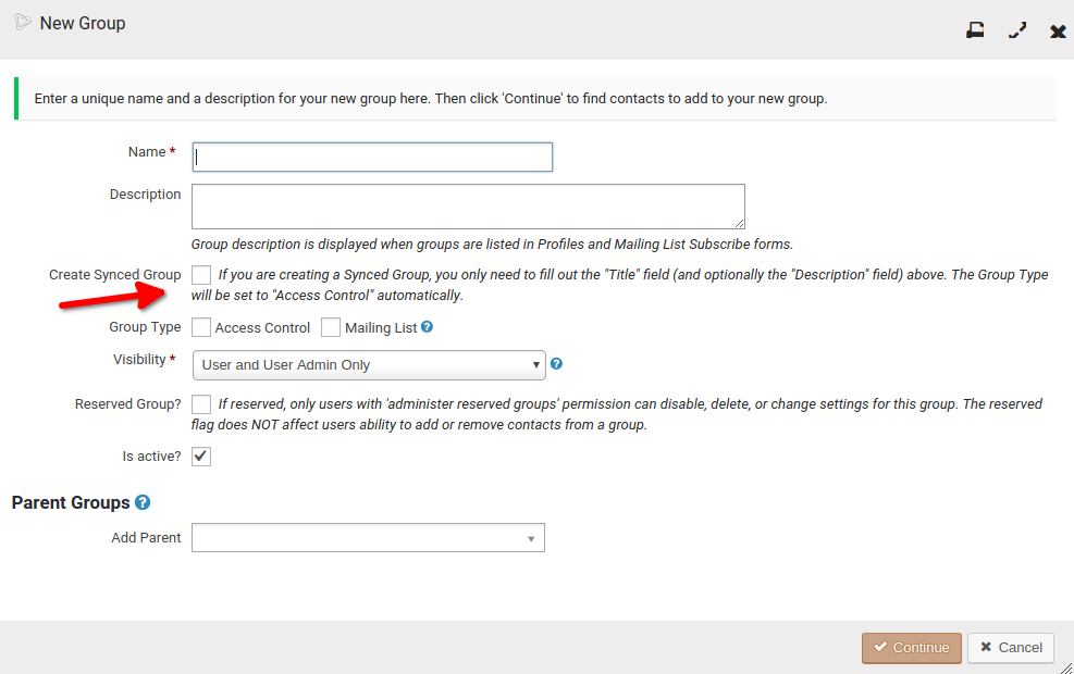 CGS add Group in CiviCRM