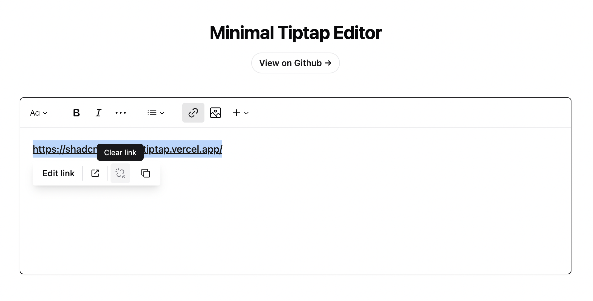 Minimal Tiptap Editor