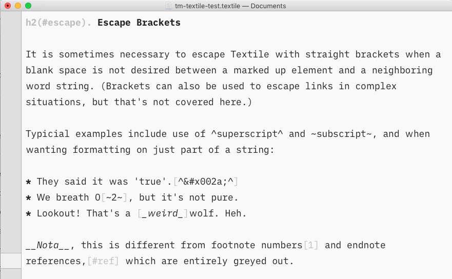 tWriter escape brackets