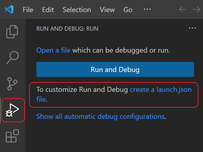 VS Code create launch file