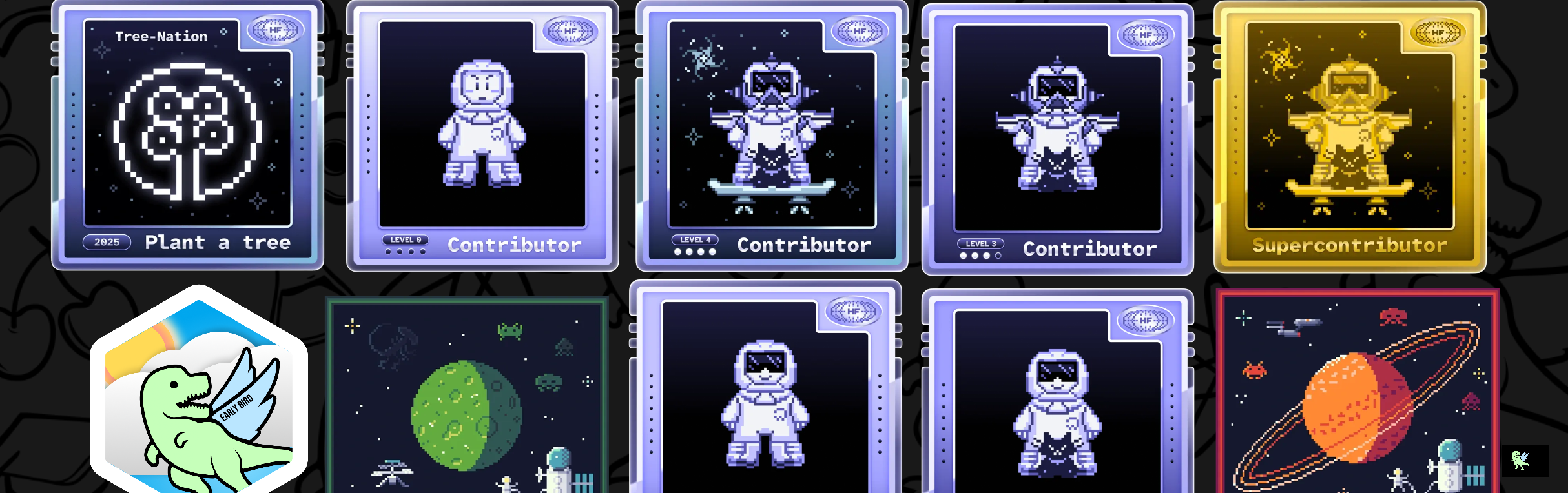 An image of @lahasoureenstar's Holopin badges, which is a link to view their full Holopin profile