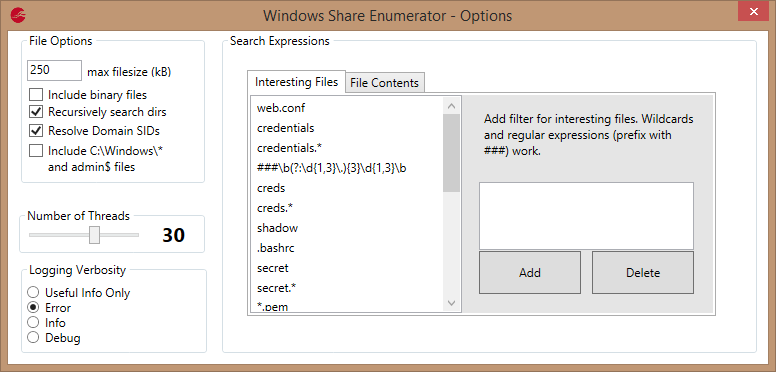 winshareenum options