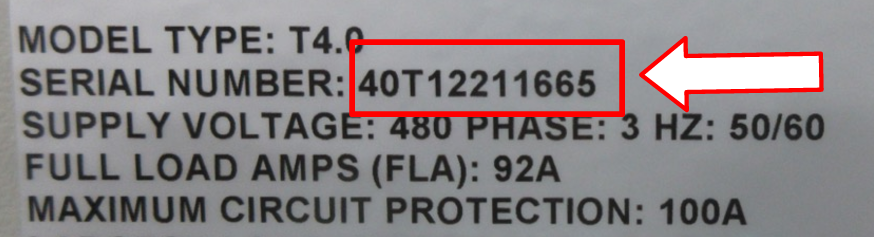 T-series serial number can be found on the serial tag.