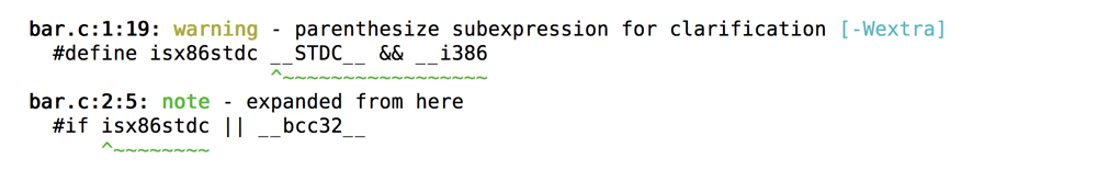 range highlighting on sub-expression from macro expansion