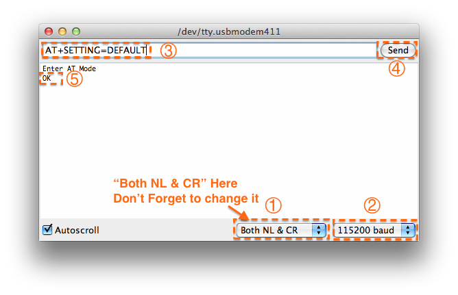 Fig1: 输入AT指令，记得更改为Both NL & CR