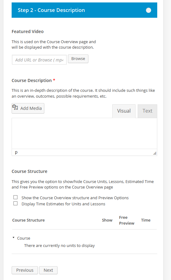 CoursePress - New Course - Course Description