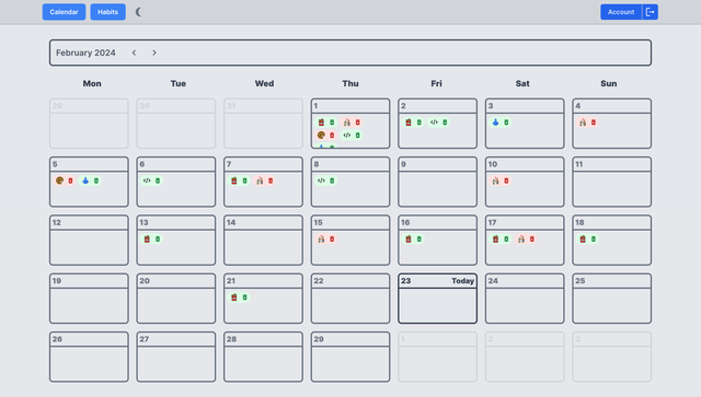 Habits Calendar Tracker