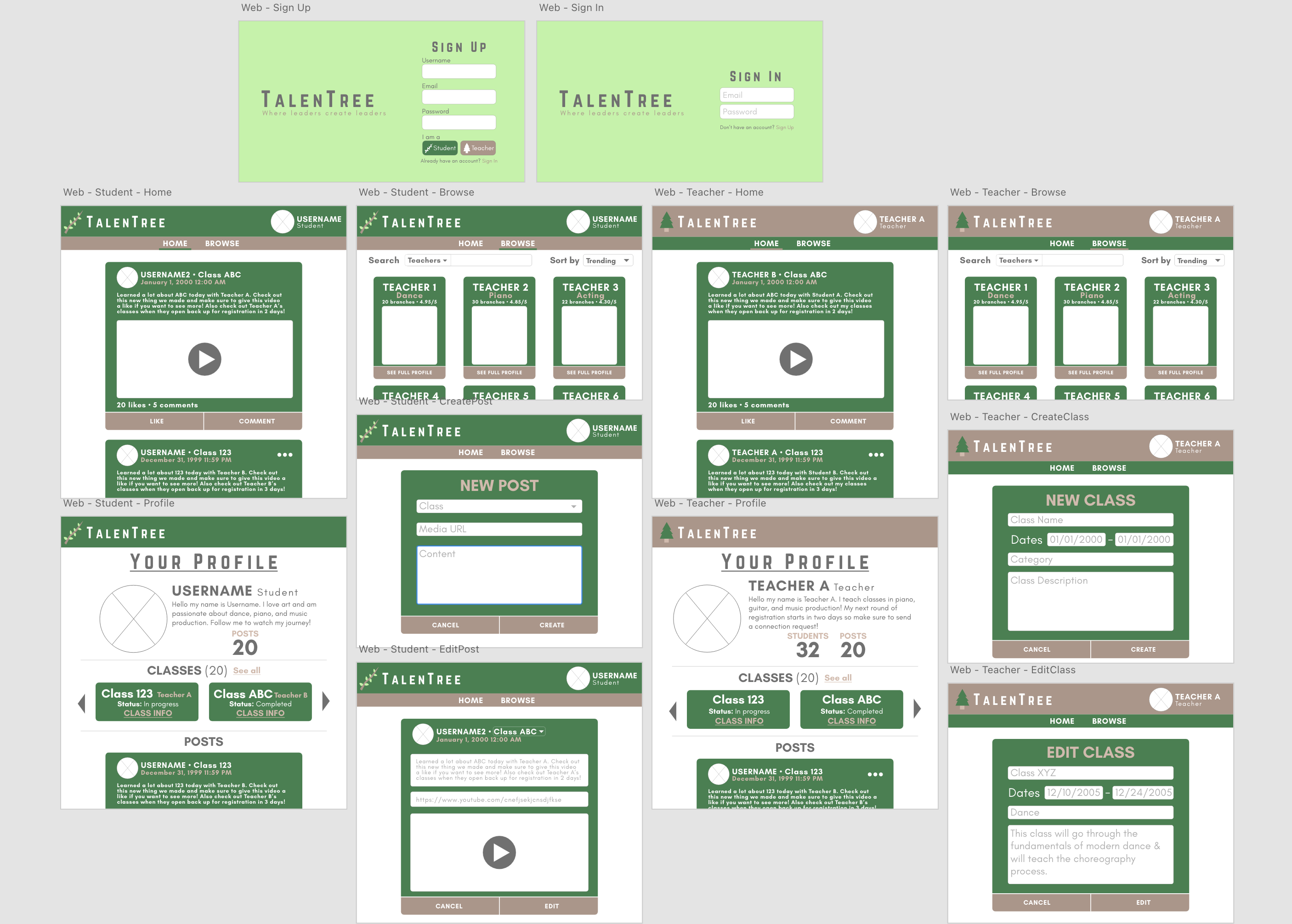 Link to Web Wireframe