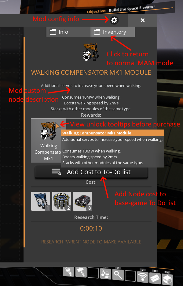 View unlock item tooltip