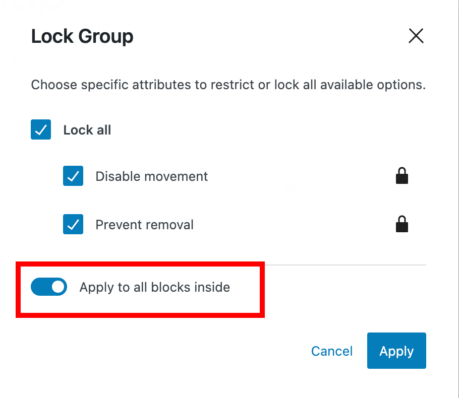 Block Locking UI