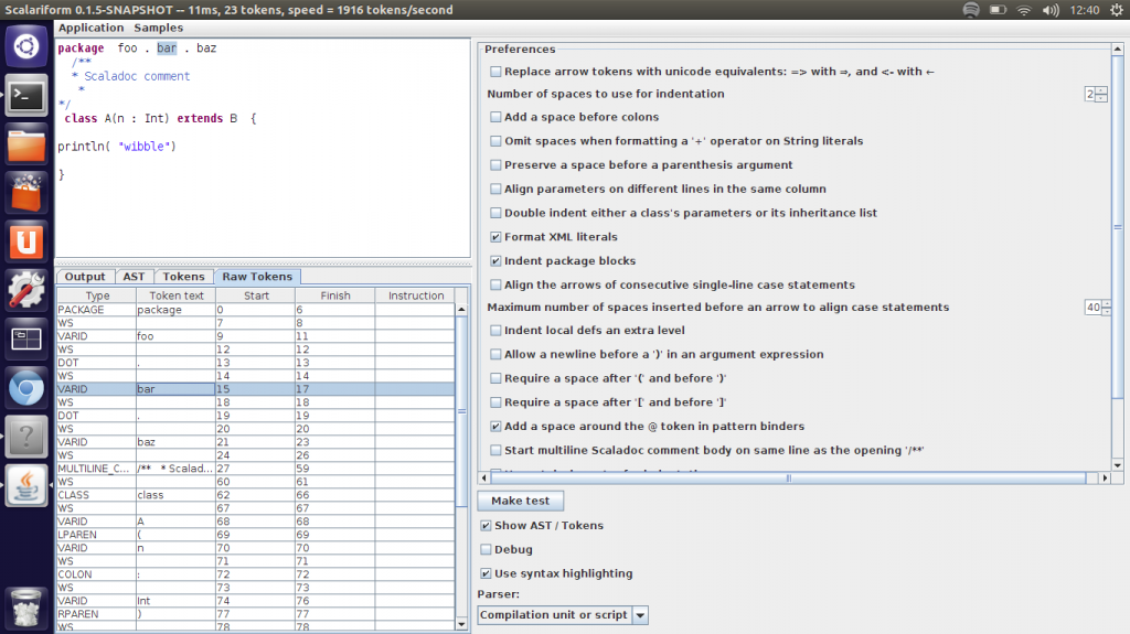 Scalariform Swing GUI