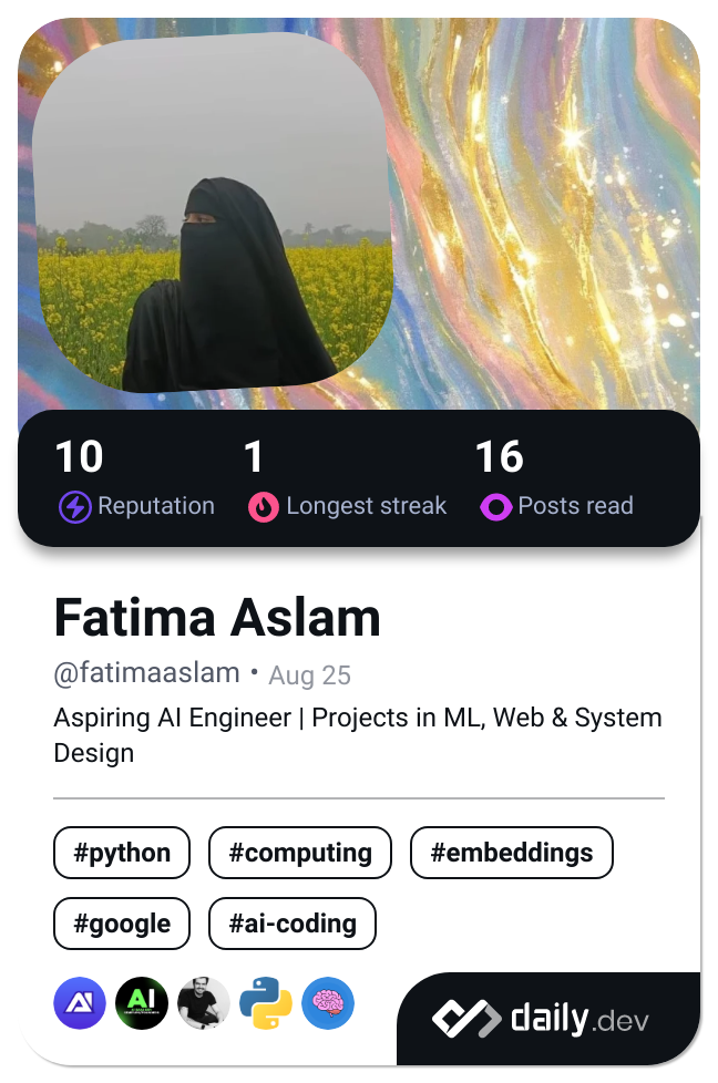 Fatima Aslam's Dev Card