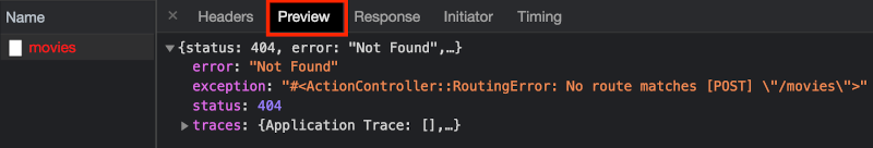 network 404 response preview